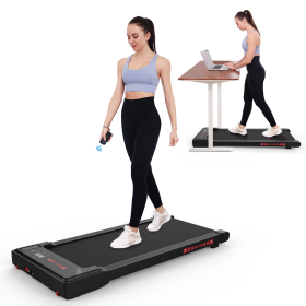 Walking Pad Treadmill Under Desk,Portable Mini Treadmill 265 lbs Capacity with Remote Control,Installation-Free Jogging Machine for Home/Office,Blueto (Color: BLACK)