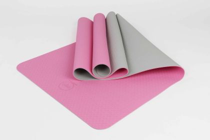 2 Tone TPE Premium Yoga Mat (Color: Fabric Pink-Gray)