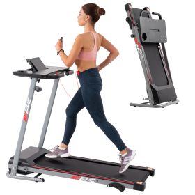 FYC Folding Treadmill for Home with Desk - 2.5HP Compact Electric Treadmill for Running and Walking Foldable Portable Running Machine for Small Spaces (Color: grey)